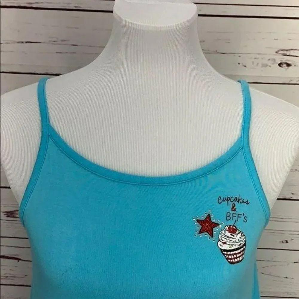 Justice open vback‎ blue 14 tanktop Cupcake and BFF